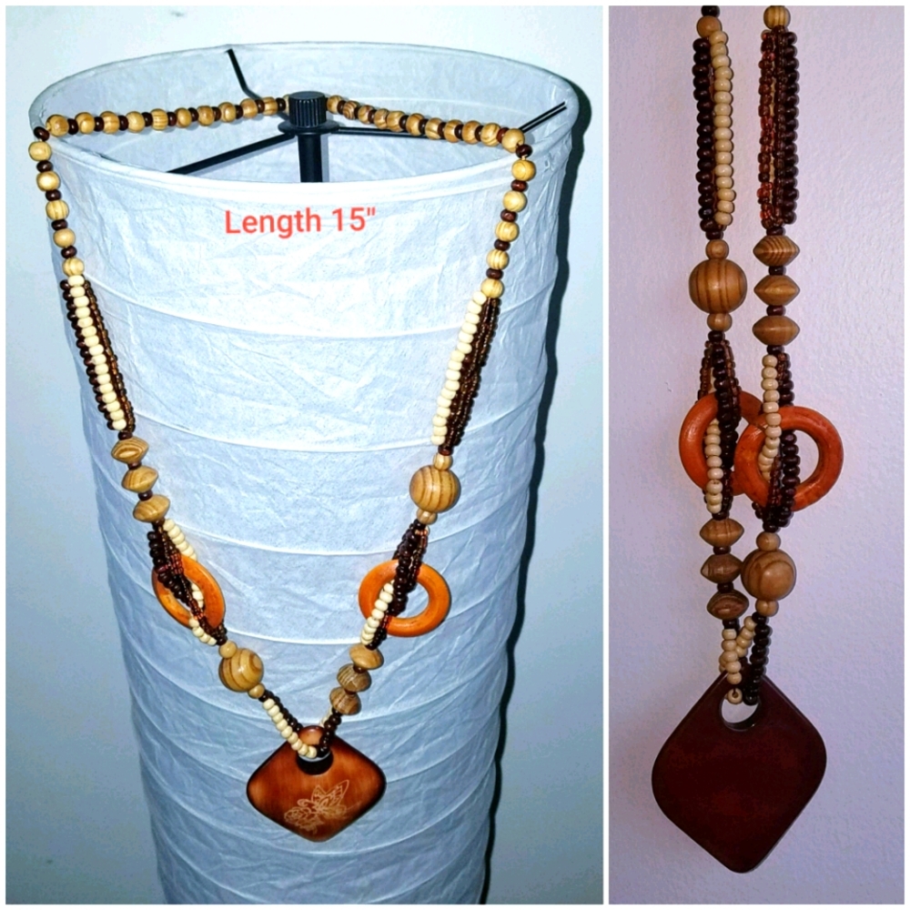 Beaded Brown Chain, Afrocentric Necklace
